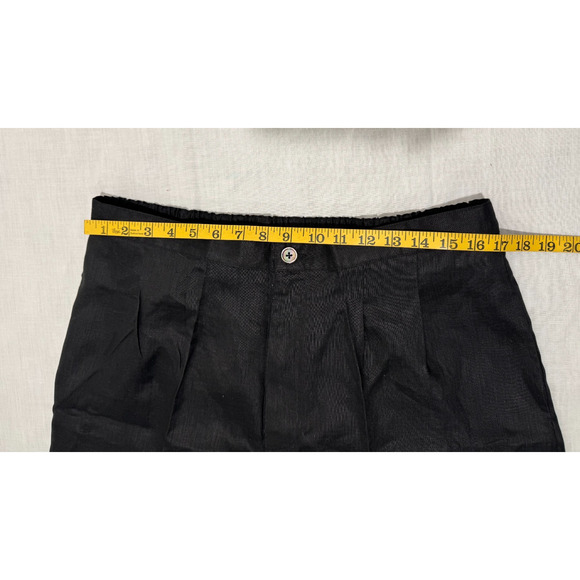 Vivid Womens Black Wide Leg Crop Capri 100% Linen Pants Sz 2X NWT Zip Front - Picture 6 of 9